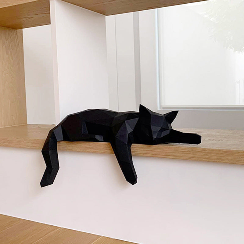 Handmade furnishings Japanese black cat 3D paper carving DIY set|3D paper model furnishings home living room three-dimensional decoration handmade DIY thoughtful gifts for cat slaves to relieve boredom paper toys origami household ornaments origami