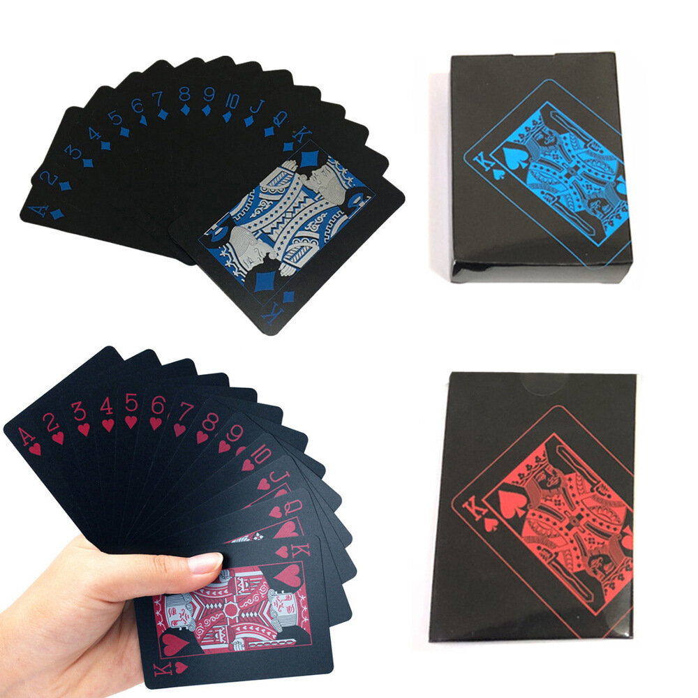 藍色 創意黑色塑料撲克 PVC防水撲克牌 棋牌桌遊卡牌 啤牌 塑膠撲克牌 防水啤牌 兒童撲克牌玩具 黑色PVC塑料防水撲克牌 桌遊玩具 成人撲克牌玩具-藍色 啤牌 橋牌