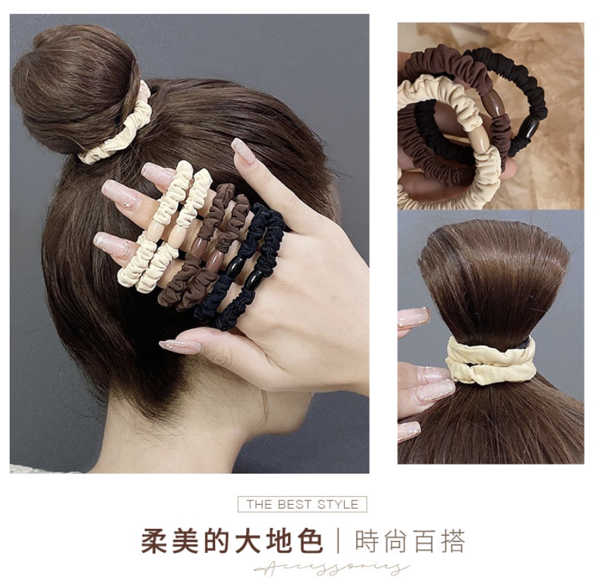 Hair ties, large intestine hair rings, large intestine hair rings, Korean style ponytail, cute hair rings, hair rings, hair ties, hair ties, black + beige brown + small intestine rings, 3-color set of hair accessories