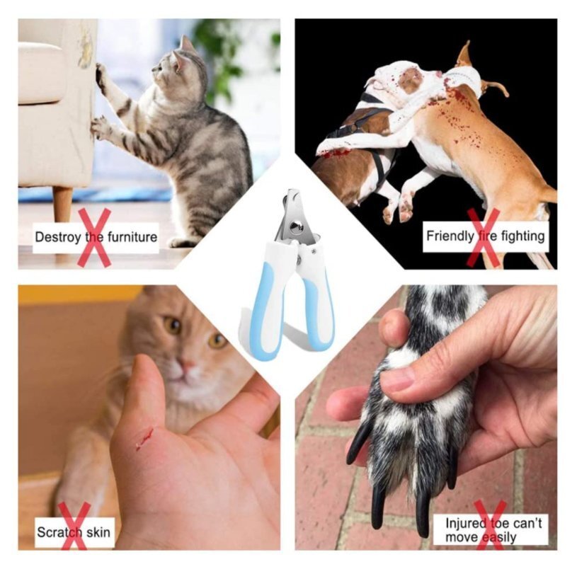 狗貓指甲鉗安全防護裝置-配備安全保護裝置,避免過度切割,帶鎖定開關的鋒利刀片,專業寵物美容工具 指甲護理