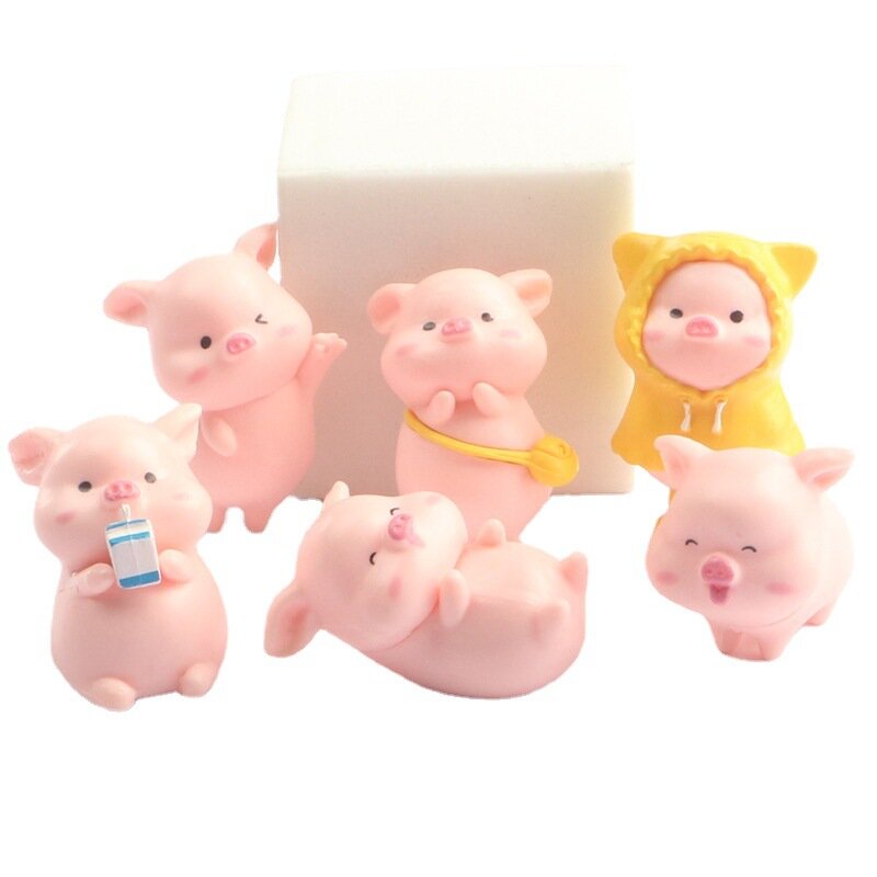 卡通立體小豬玩具公仔 diy奶油膠手機殼 微景觀拍攝道具材料