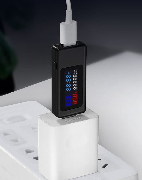 黑色 USB測表儀彩屏 數顯彩屏USB測表儀 usb測試儀 充電器檢測儀 電壓表 電流表 MX18 其他探測儀