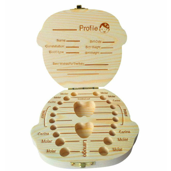 木製嬰兒牙齒收藏盒 (女仔) 木製嬰兒牙齒、胎毛及臍帶收藏盒 (牙齒款) 木紋色深淺不均-木製乳牙盒可收藏乳牙胎毛及臍帶新生禮物給孩子作日後紀念 嬰兒用品