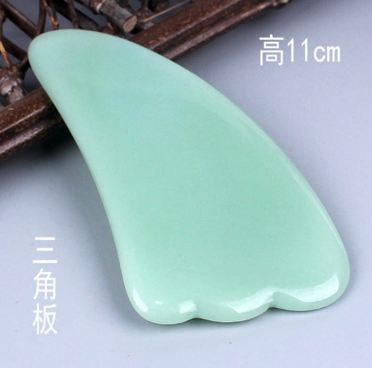 beixinrou 贝心柔精品玉石刮痧板(三角形) 面部通淋巴脸部拔筋棒刮痧板玉石碧玉手持舒适美容背部面部通用点穴提拉瘦面按摩用品排毒美颜美容按摩瘦脸面部颈部手脚全身刮痧加速新