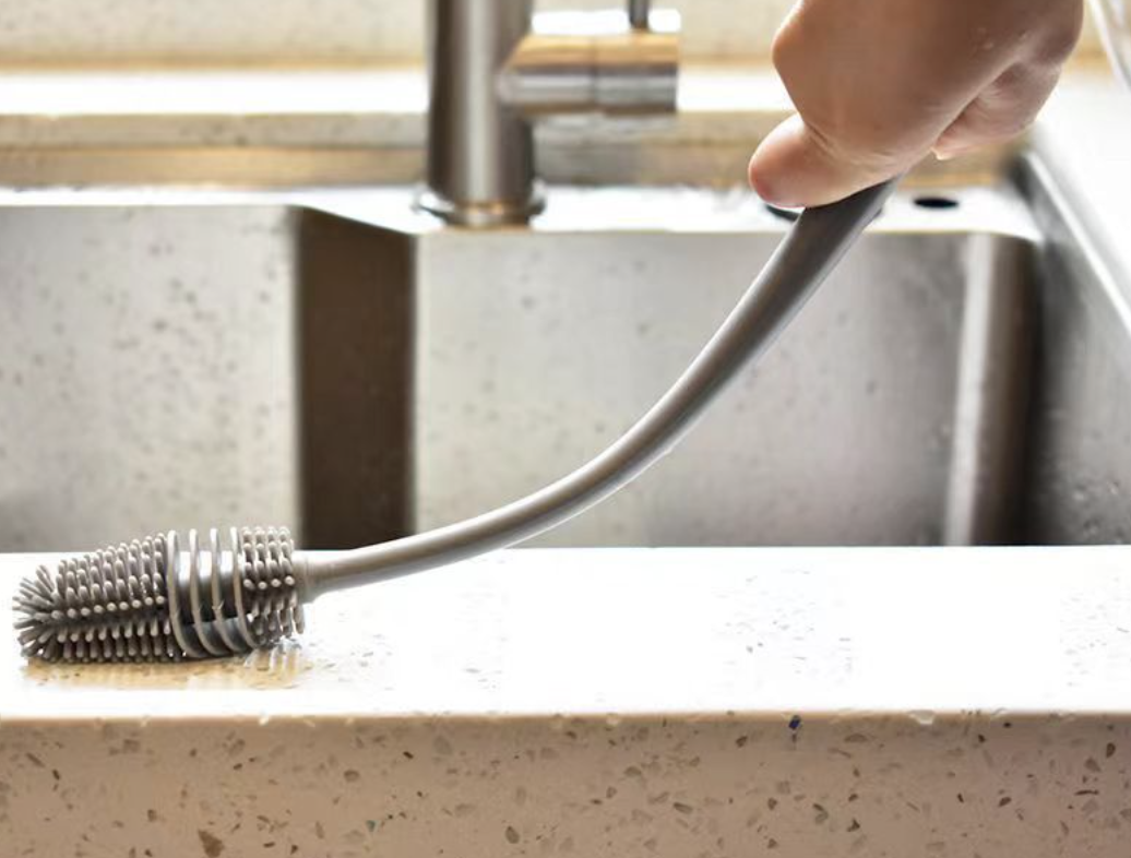 圓齒 矽膠加長杯刷 長柄清潔杯刷 水壺清潔刷 洗杯刷 長柄杯刷 加長杯刷 清潔刷 360 無死角 灰色 刷