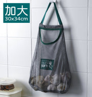 加大廚房薑蒜洋蔥收納掛袋 家用整理簡潔 蔬果保存新鮮透氣網袋 掛勺 環保 無印家居系列 廚房薑蒜洋蔥鏤空透氣收納掛袋網布袋 30x34 家用小物手提網格袋 水果蔬菜 收納網袋 浴室廚房 雜