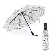 White - Fully automatic switch retractable umbrella, fully automatic newspaper umbrella for men and women, unisex fair and rain umbrella, three-fold sun protection, sun protection and ultraviolet protection technology umbrella retractable umbrella