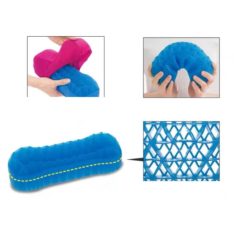 U型枕凝膠枕 護頸枕 凝膠u型枕旅行辦公家用學生午睡枕頭蜂窩冰墊 新款記憶棉u型枕 頸枕 可收納 慢回彈護頸枕 u形枕