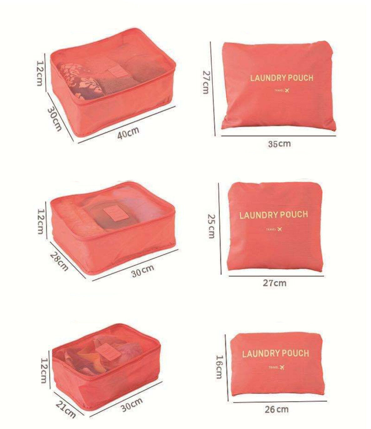 6件旅行包6件套牛津布收納包內衣文胸整理袋鞋收納袋六件套 粉红色 旅行袋 收納袋 行李袋 收納 整理 旅行用品 行李 分類 牛津布 旅行袋