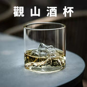 日式觀山玻璃酒杯 高硼矽材質水杯 家用茶杯 威士忌杯子 果酒杯