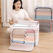 24L - Foldable waterproof steel frame storage box storage box plastic box extra large capacity storage box storage bag home storage large capacity quilt bag clothes quilt toy storage box ordinary storage bag