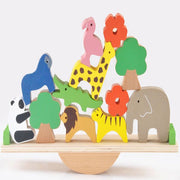 Wooden forest animal seesaw balance beam baby balance stacking high building blocks 0.45 building blocks