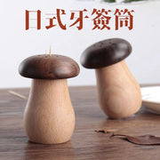 日式木质黑胡桃木家用可爱蘑菇牙签筒民宿牙签罐牙签桶收纳牙纤盒