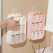 Wall-mounted sock storage box, household nine-square grid storage box, divided underwear storage box, white plastic box
