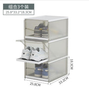 (Pack of three) Thickened transparent shoe box shoe cabinet shoe box drawer-type plastic clamshell dust-proof sports shoe storage box shoe combination shoe cabinet