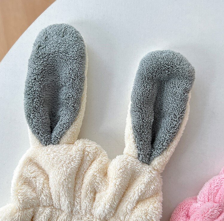 兔耳兒童乾髮帽 自然乾髮不傷頭髮皮膚 3倍吸水速乾 小孩小朋友小童適用 珊瑚絨 洗髮洗頭速乾毛巾 乾髮帽 吸水帽 包頭巾 可愛頭巾 毛巾 浴帽浴帽 鬆緊帶強彈力帽 (白色)