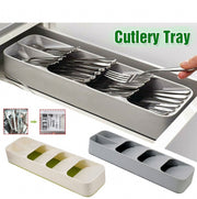 White Nordic kitchen storage multi-functional knife and fork compartment storage box tableware spoon box knife and fork partition organizer kitchen drawer storage box