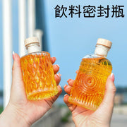 Diamond pattern small bottle, beautiful small wine bottle, cold brew coffee, small wine jar, beverage sealed bottle--200ML + stopper