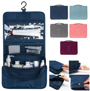 Navy Blue Korean Style Portable Hanging Toiletry Bag Business Travel Wash Bag Hanging Foldable Hook Toiletry Bag Travel Organizer