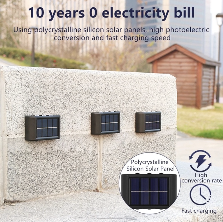 LED 太陽能壁燈 / 戶外防水上下燈照明 / 樓梯圍欄智能太陽能燈 / 戶外花園裝飾小夜燈 小夜燈 感應燈