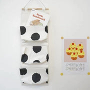 Niuniu polka dot style decorative three-compartment wall-mounted storage bag cloth bag room door dormitory door door key clothing book storage classification hanging multi-layer hanging pocket fabric door rear miscellaneous storage bag storage bag