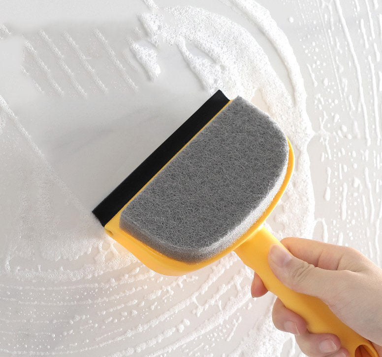 雙面刷頭玻璃鏡面車頭玻璃刮清潔刷二合一擦玻璃神器多用刮水器百潔布海綿擦 汽車用品 清潔用品