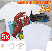 【5张】热转印纸A4蓝格浅色纯棉T恤烫画纸
