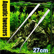 27cm straight tweezers, stainless steel tweezers, aquatic plants, fish tank, gardening, landscaping, aquarium tools, thickened and hardened, toothed long tweezers