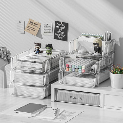 A4 transparent desktop storage box dormitory file plastic storage shelf multi-layer desktop bedroom storage rack