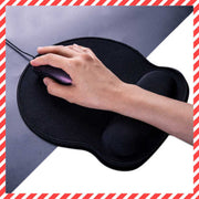人體力學記憶啫哩手腕墊連滑鼠墊 滑鼠墊 凝膠腕墊 Mouse Pad 人體工學滑鼠護腕墊 鍵盤手托｜手枕｜手腕墊｜鼠標手腕支撐墊(黑色) 【打機｜工作｜打字】