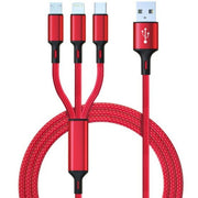 One-to-three bold anti-pull charging cable iPhone Lightning Android Type C Micro USB Banana fan charging one-to-three one-to-three 3-in-1