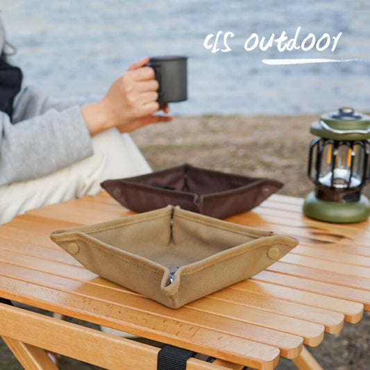 戶外露營收納托盤家居旅行收納盒野營便攜折疊方形雜物收納盤 餐具