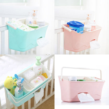 Baby bedside hanging storage box 18L large capacity healthy PP material layered storage baby supplies storage box bottle diaper tissue organizer box green storage box