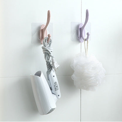 3 traceless coat and hat hooks without punching, kitchen bathroom towel hook, bathroom double hook hook, wall adhesive hook