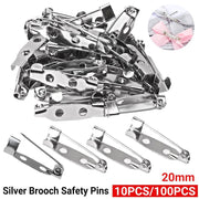 [10 pcs/pack] DIY Brooch Accessories 20mm Pin Back Brooch Clasp Clothing Decoration Adhesive Brooch Base