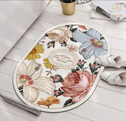 Retro fresh flower absorbent soft floor mat - [Rose] Bathroom non-slip soft absorbent floor mat Kitchen non-slip soft cushion decoration is beautiful and elegant, easy to store, easy to dry, strong water absorption