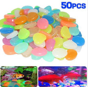 [50 capsules] Mixed color fish tank landscaping luminous stones aquarium resin artificial luminous stone super bright artificial luminous stone pebbles fluorescent stone