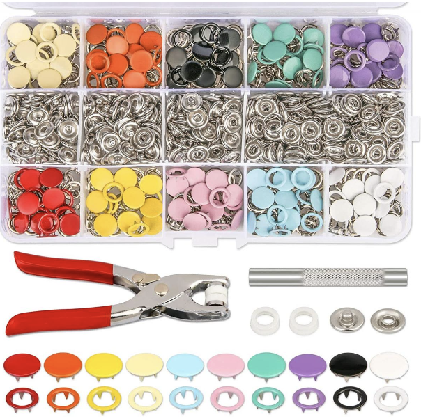[200-piece set] Multi-color five-claw buckle installation clamp, mother-in-law buckle, colorful five-claw buckle, baby clothes concealed buckle, anti-leak buckle, invisible mother-in-law buckle, no seam concealed buckle, hand pressure clamp set pliers