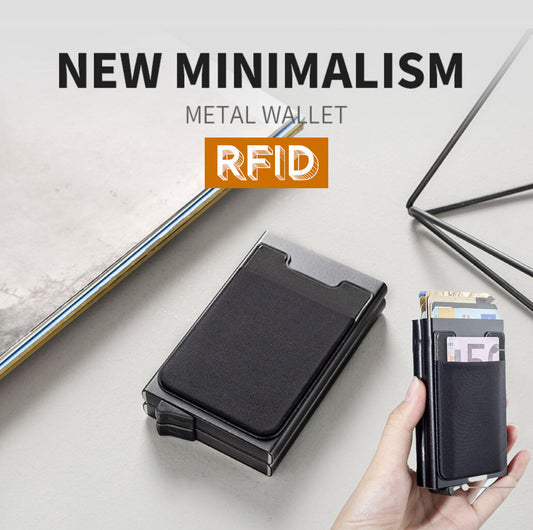 RFID anti-theft aluminum alloy card holder wallet anti-demagnetization card holder double card box coin purse swipe multi-card slot travel wallet loose wallet