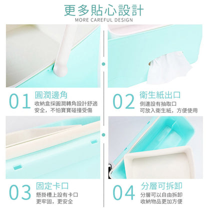 Baby bedside hanging storage box 18L large capacity healthy PP material layered storage baby supplies storage box bottle diaper tissue organizer box green storage box