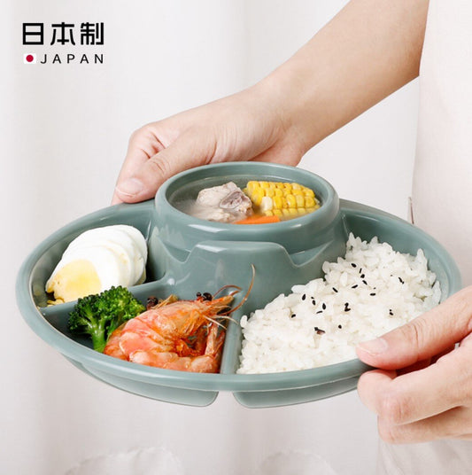 Japanese-made plastic grill plate, divided plate, student and children's dinner plate, baby's dinner plate and pot set