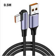 [0.5m] Single elbow braided cable 6A fast charging data cable TYPE-C flash charging 100W fast charging cable