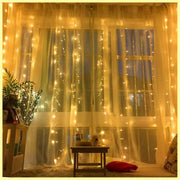 Romantic USB powered LED waterfall light with hook curtain light for Christmas atmosphere with 8 flashing modes