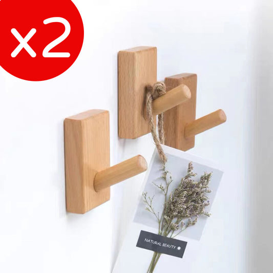 2 unprinted style beech wood baseboards without punching wooden hooks - set of 2 beech square hooks