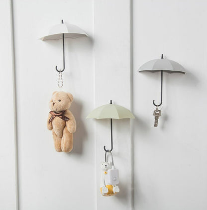Creative umbrella hooks, nail-free, cute small sticky hooks, adhesive hooks behind the door, wall hanging hooks, 3 pieces of sticky hooks