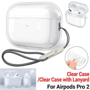 [帶掛繩] 透明tpu殼適用AirpodsPro2 藍牙耳機套 蘋果airpods保護套 [平行進口]