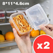 冰箱收納盒可微波爐食物雜糧米飯分裝盒凍肉分格便攜冷凍保鮮盒 長方形（8*11*4.6cm）兩個一套