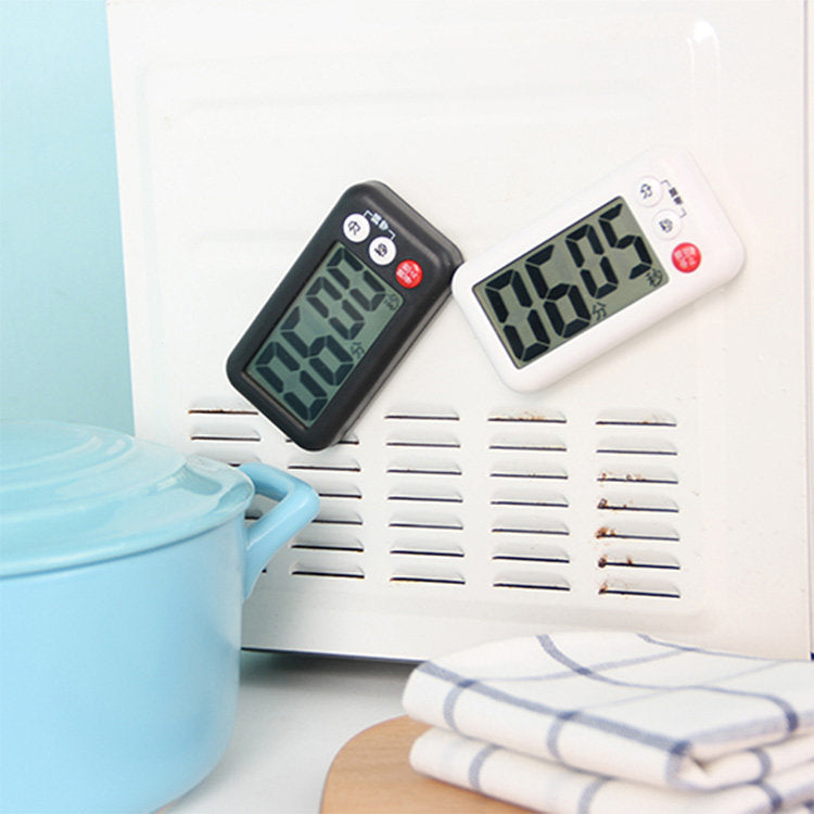 (Black) Japanese electronic magnet timing timer countdown multi-purpose alarm kitchen baking fitness reminder stopwatch alarm clock electronic clock