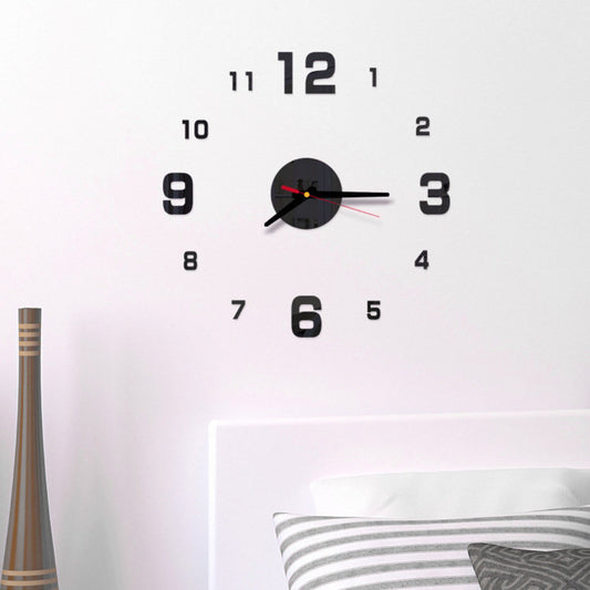 Creative Living Room DIY Simple Wall Clock Silent Clock DIY Wall Clock Free Punch-type Grid Clock - [Black] Electronic Clock