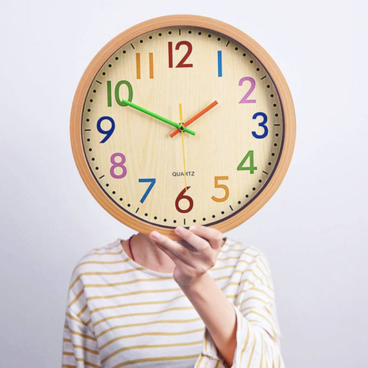 12 inch wood grain color digital wall clock wooden clock 30cm x 30cm